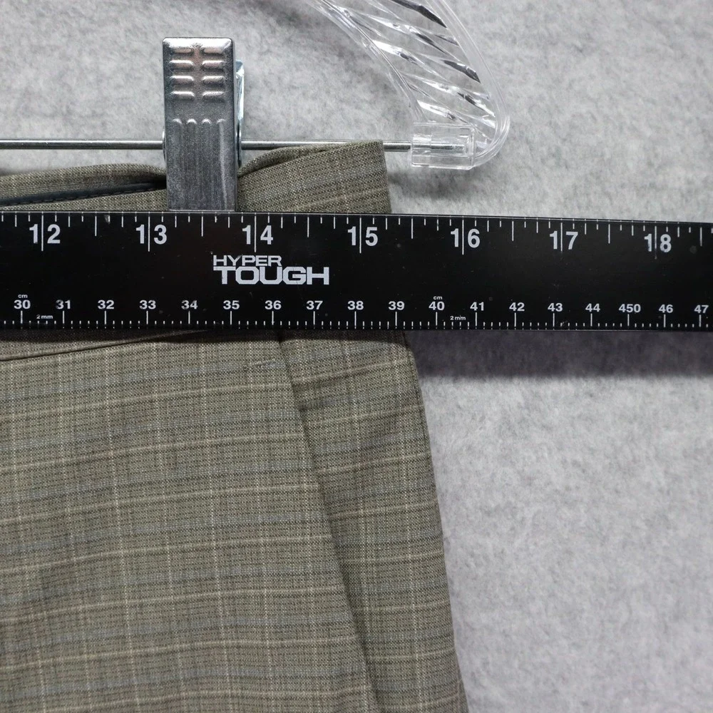 Kenneth Cole Reaction Pants Mens 30x32 Dress Suit Formal Flat Front Taupe Plaid‎